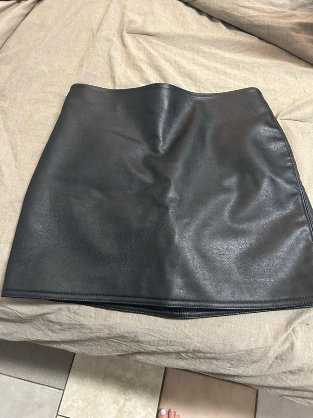 H&M Black Faux Leather Mini Skirt